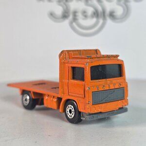 Vintage 1981 Matchbox Volvo Flatbed Truck Orange Loose ©1981
